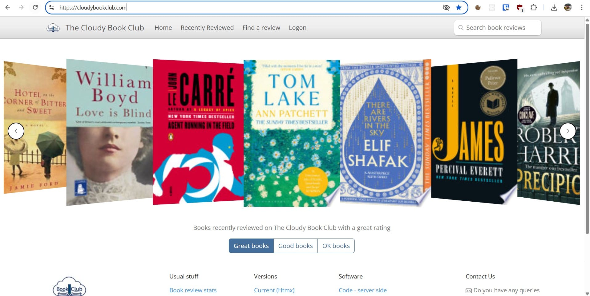 The Cloudy Book Club website